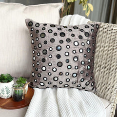 Mirror Shimmer - Gray Velvet Throw Pillow Cover