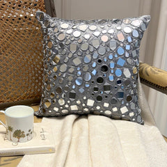 Darpan Grey - Grey Silk Throw Pillow Cover