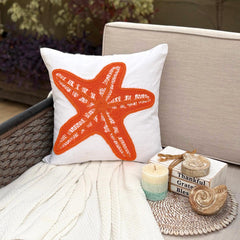 Starfish Makeover - White Cotton Linen Throw Pillow Cover