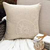 Snail Pearls - Natural Beige Cotton Linen Throw Pillow Cover