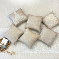 Sea Squid - Mocha Cotton Linen Throw Pillow Cover