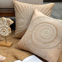 Lazy Snail - Beige Cotton Linen Throw Pillow Cover