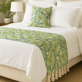 Linen Green Nature & Floral Tropical Bed Runner with Pillow Cover-Tropical Feeling