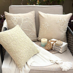 Sea Shell - Natural Beige Cotton Linen Throw Pillow Cover