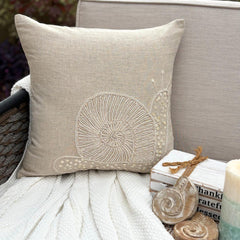 Snail Pearls - Natural Beige Cotton Linen Throw Pillow Cover