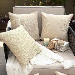 Ivory Dreams - Ivory Cotton Linen Throw Pillow Cover