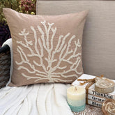 Sea Shrub - Mocha Cotton Linen Throw Pillow Cover