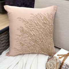 Jute Drought - Beige Cotton Linen Throw Pillow Cover