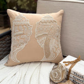 Shell Mates - Beige Cotton Linen Throw Pillow Cover