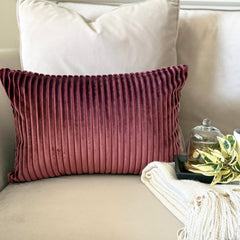 Wine Velvet Throw Pillow Cover - Wine Lines