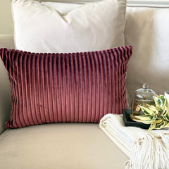 Wine Ribbed Lumbar Pillow Cover