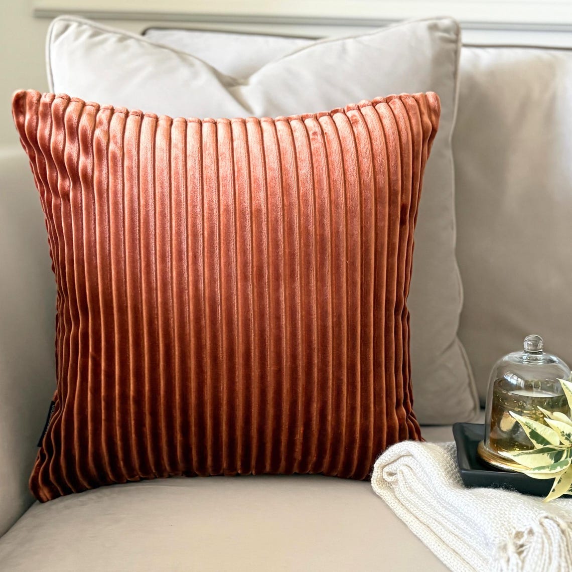 Rust Lines Throw Pillow Cover
