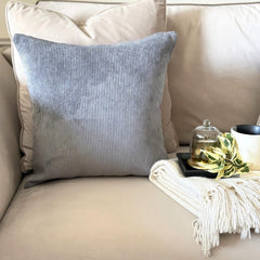 Dark Gray Velvet Lumbar Pillow Cover - Dark Gray Grooved