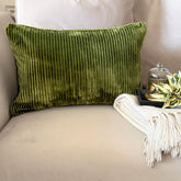 Green Ribbed Lumbar Pillow Cover