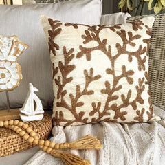 Coral Shine - Gold Art Silk Throw Pillow Cover