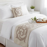 Ivory & Beige Linen Decorative Bed Runner and Pillow Cover, Pretty Dainty