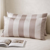 Mocha Stripe Delight Lumbar Pillow Cover