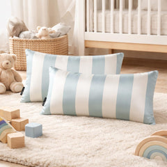 Ice Blue Satin Lumbar Pillow Cover Pack of 2 - Ice Stripe Delight