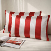 Red Stripe Delight Lumbar Pillow Cover