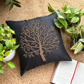 Celebrated Tree - Black Art Silk Throw Pillow Cover