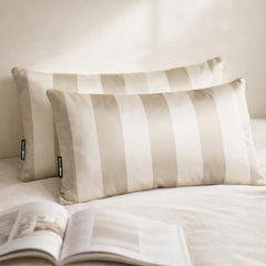 Taupe Stripe Delight Lumbar Pillow Cover