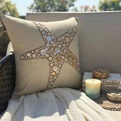 Starfish Coated Pearl - Natural Beige Cotton Linen Throw Pillow Cover