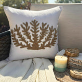 Gold Coral Hunt - Ivory Cotton Linen Throw Pillow Cover