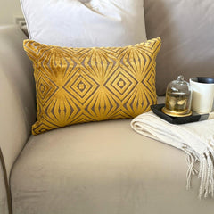 Chartreuse Green Velvet Lumbar Pillow Cover - Chartreuse Geo
