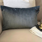 Dark Gray Ribbed Lumbar Pillow Cover