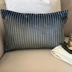 Dark Gray Ribbed Lumbar Pillow Cover