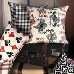 Red & Black Velvet Throw Pillow Cover - Royal Hearts