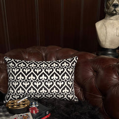 Black & White Velvet Lumbar Pillow Cover - Fleur Noir