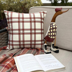 Red & White Velvet Throw Pillow Cover - Vintage Plaid Red