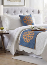 Cotton Blue Decorative Bed Runner and Pillow Cover - Denim Love