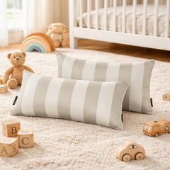 Taupe Satin Lumbar Pillow Cover Pack of 2 - Taupe Stripe Delight