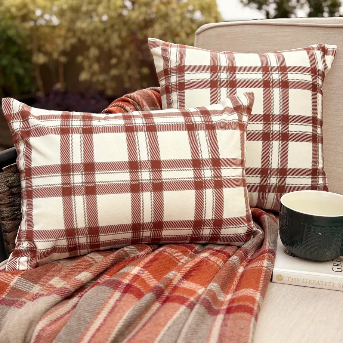 Comfort Plaid Red Lumbar Pillow Cover