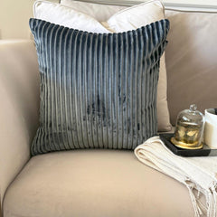 Dark Gray Velvet Throw Pillow Cover - Dark Gray Lines