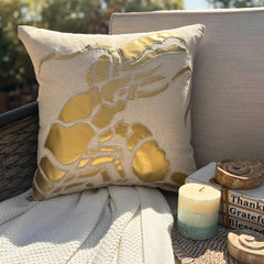 Gold Lobster - Natural Beige Cotton Linen Decorative Euro Sham