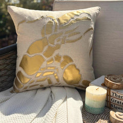 Gold Lobster - Natural Beige Cotton Linen Decorative Euro Sham