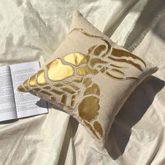 Gold Lobster - Natural Beige Cotton Linen Decorative Euro Sham