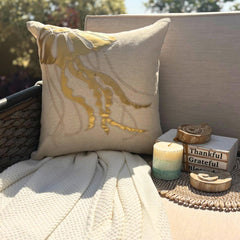 Gold Jellyfish - Natural Beige Cotton Linen Throw Pillow Cover