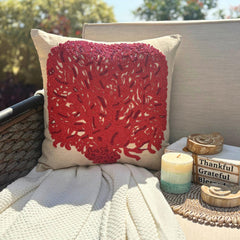 Changing Tree - Natural Beige Cotton Linen Throw Pillow Cover