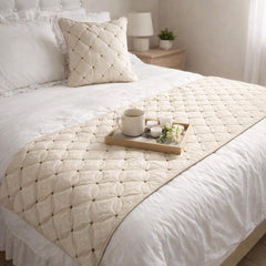 Tender Love - Linen White Decorative Bed Runner and Pillow Cover