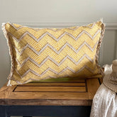 Golden Chevron Lumbar Pillow Cover