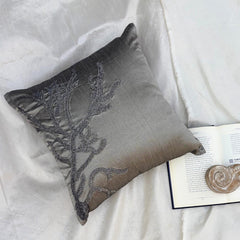 Gray Silver Art Silk Throw Pillow Cover - Coral Adornment
