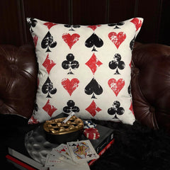 Red & Black Velvet Throw Pillow Cover - Four Suits