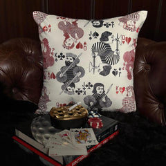 Red & Black Velvet Throw Pillow Cover - Royal Hearts