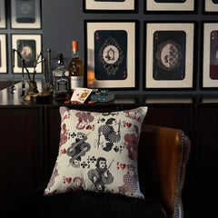 Red & Black Velvet Throw Pillow Cover - Royal Hearts