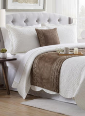 Bourbon Bliss - Velvet Brown Decorative Bed Runner and Pillow Cover