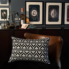 Black & White Velvet Lumbar Pillow Cover - Fleur Noir
